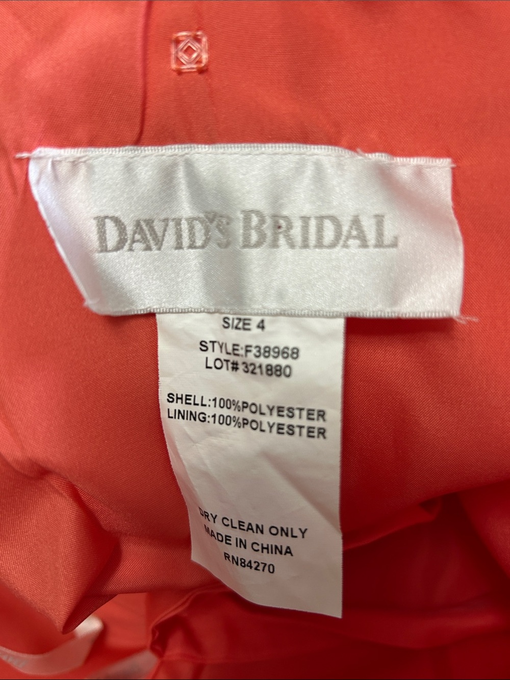 David’s Bridal Melon bridesmaid dress